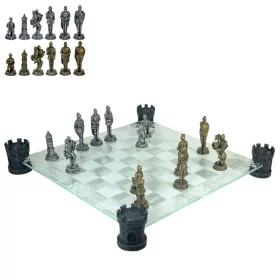   Set sah Mayer Chess MC-6061, sticlă și rășină, înălțime 8 cm