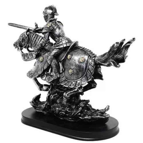 Figurina cavaler calare Giftdeco MC-23152, rasina, 31 x 22,5 x 11 cm