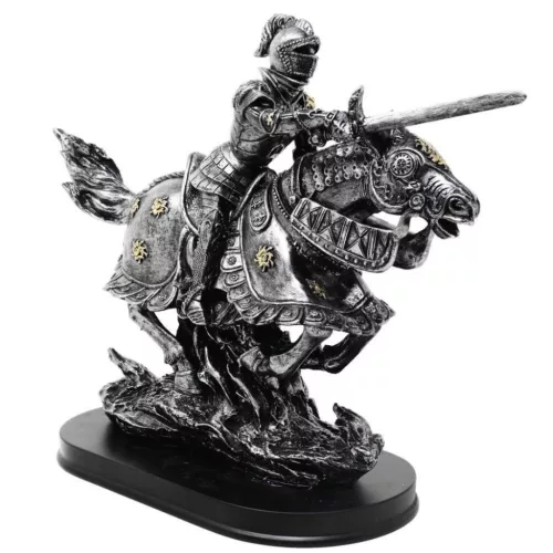 Figurina cavaler calare Giftdeco MC-23152, rasina, 31 x 22,5 x 11 cm