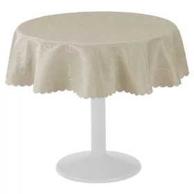   Fata de masa rotunda cu ornament Jemidi, 135 cm, Crem, Poliester, 55264.16.21