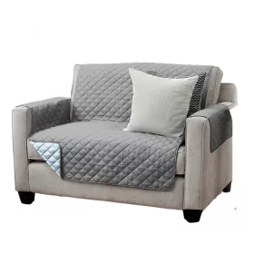   Husa de canapea reversibila Sherpa Jemidi, 191 x 224 cm, Gri / Albastru, Poliester, 55188.73.02