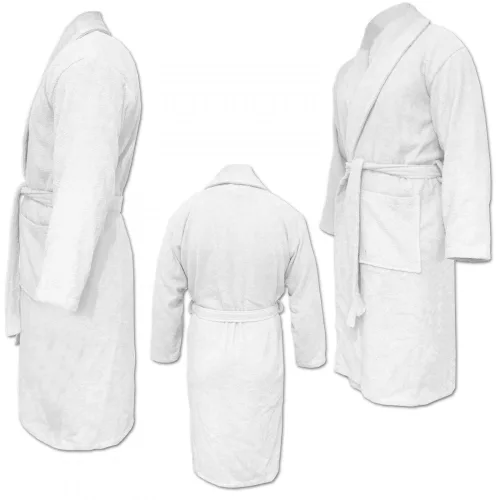 Halat de baie unisex Homelevel, 3XL, Alb, Bumbac organic, 54845.02.33