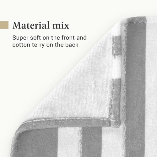 Prosop de plaja Homelevel, 90 x 180 cm, Gri / Alb, Bumbac / Poliester, 54897.01