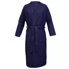   Halat de baie Waffle Pique unisex Homelevel, M, Albastru, Bumbac organic, 54916.04.2