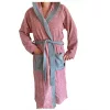 Halat de baie din tesatura Homelevel, XL, Roz / Gri, Bumbac organic, 54856.33.4