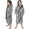 Halat de baie reversibil pentru copii Homelevel, 9-10 ani, Gri, Poliester, 55056.1.01