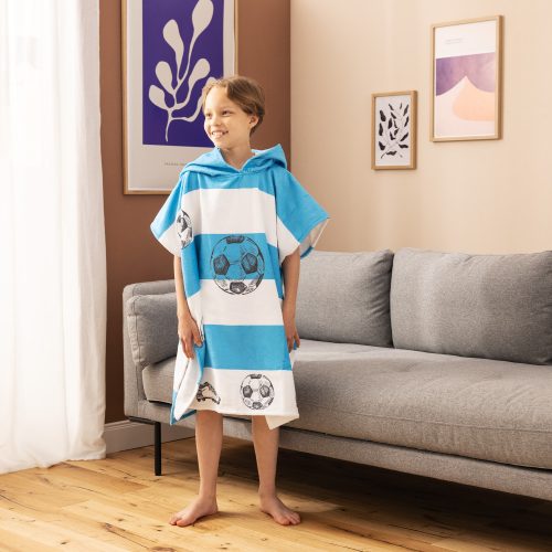 Poncho de baie pentru copii Homelevel, 8-11 ani, Multicolor, Bumbac organic, 54931.32.03