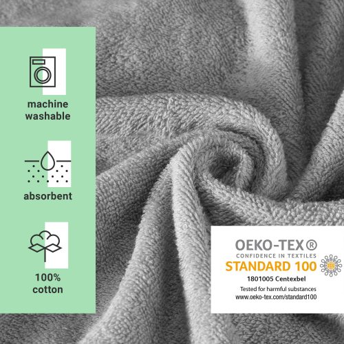 Poncho de baie pentru copii Homelevel, 10-13 ani, Gri, Bumbac organic, 54880.25.43