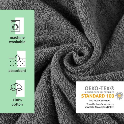 Poncho de baie pentru copii Homelevel, 6-9 ani, Gri, Bumbac organic, 54880.19.42