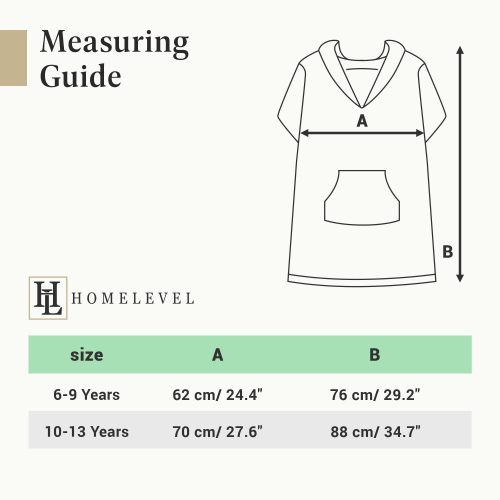 Poncho de baie pentru copii Homelevel, 10-13 ani, Gri, Bumbac organic, 54880.70.43