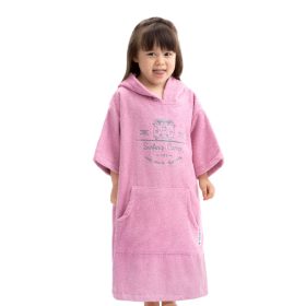   Poncho de baie pentru copii Homelevel, 3-5 ani, Roz, Bumbac organic, 54980.44