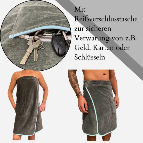 Halat de sauna pentru femei Homelevel, Universal, Albastru, Bumbac organic, 54987.17