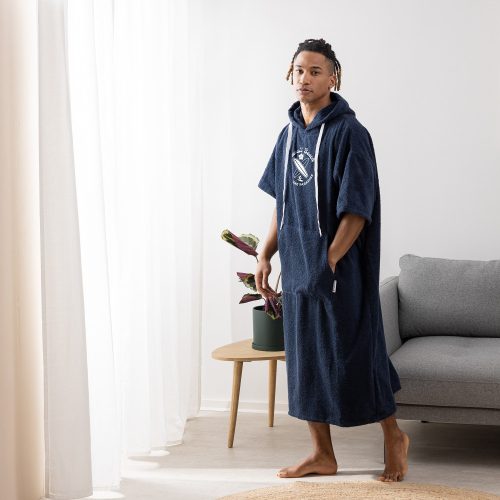 Poncho de surf unisex Homelevel, L-XL, Albastru, Bumbac organic, 54984.20