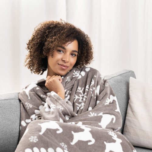 Patura cu maneci pentru TV Homelevel, 200 x 150 cm, Multicolor, Poliester, 55432.43.04