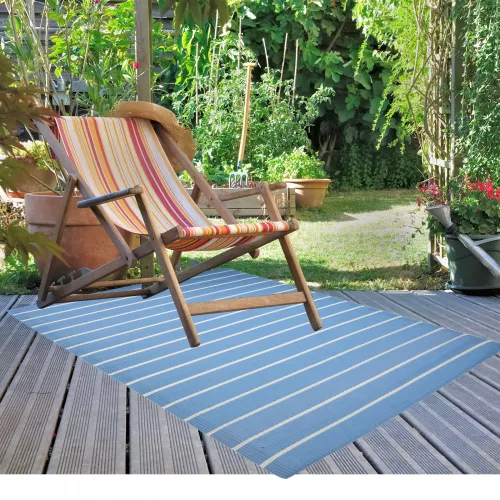 Covor exterior pentru terasa Jemidi, 120 x 180 cm, Albastru, Polipropilena, 55024.58