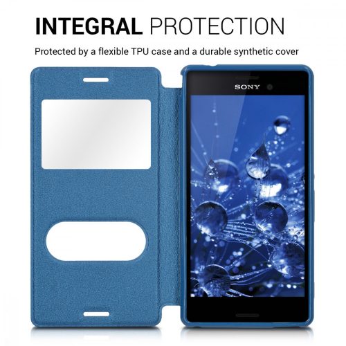 Husa pentru Sony Xperia M4 Aqua, Piele ecologica, Albastru, 37417.17