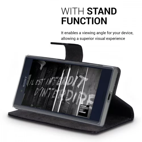 Husa pentru Sony Xperia X Compact, Piele ecologica, Negru, 39638.01