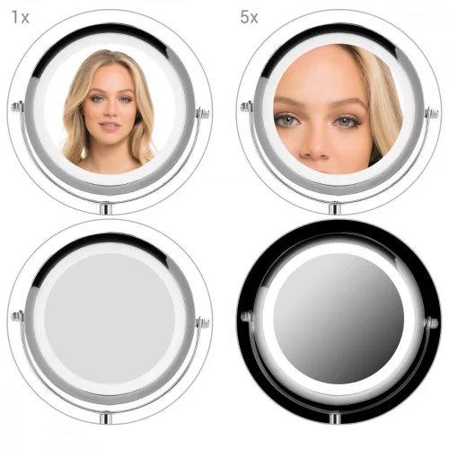 Oglinda Cosmetica cu suport, Iluminare LED, marire 5x, reglabila, 41188