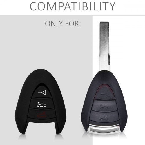 Husa Cheie Auto pentru Porsche - 3 Butoane, Silicon, Negru, 42983.01