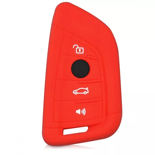 Husa Cheie Auto pentru BMW - 4 Butoane, Silicon, Rosu, 42986.09