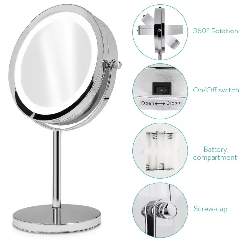 Oglinda Cosmetica cu suport, Iluminare LED, marire 7x, reglabila, 43104