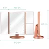 Oglinda Cosmetica cu 3 fete, Iluminare LED, marire 3x, pliabila, 43457.89