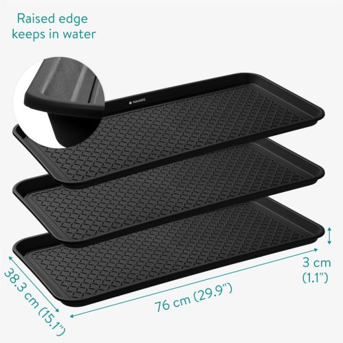 Set 3 tavi incaltaminte Navaris, 76x38 cm, colectare apa si noroi, gri, plastic