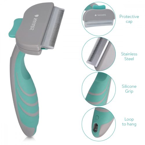 Perie Navaris pentru caini si pisici, Verde, Silicon, 44331