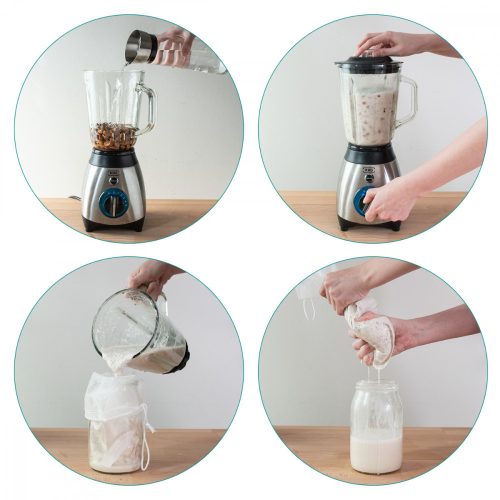 Punga pentru lapte organic de migdale Navaris, Reutilizabila, 30 x 30 cm, 44348.03