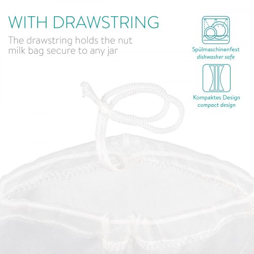 Punga pentru lapte organic de migdale Navaris, Reutilizabila, 30 x 30 cm, 44348.03