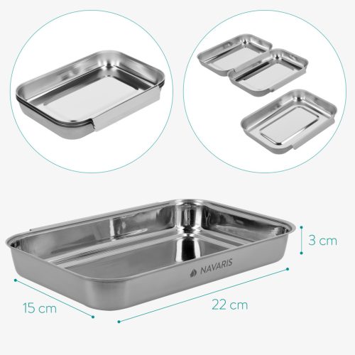 Set 3 Tavi Navaris, 22x15x3 cm, din inox, pentru inmuiere si panare, 44715.01