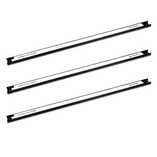 Set 3 suporturi magnetice unelte Navaris, 61x7.6x5.7 cm, 13.6 kg, montaj perete, negru, otel
