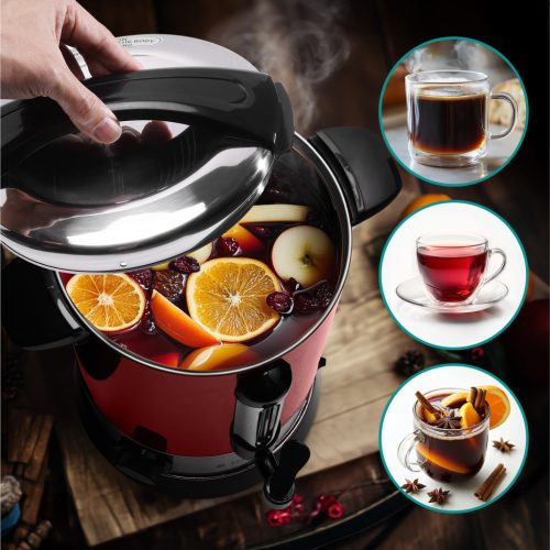 Fierbator vin fiert si apa calda Navaris, 6.8 L, 950 W, distribuitor cu robinet, rosu, metal