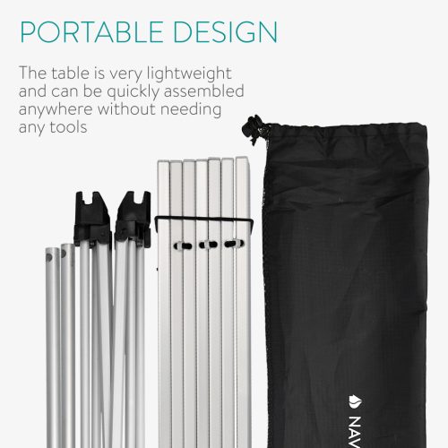 Masa camping pliabila Navaris, 55.7x40.5x38.5 cm, cu husa de transport, 45382.35