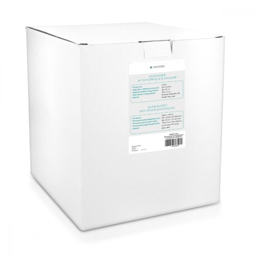 Kit pentru sauna uscata din lemn de pin Navaris, Galeata 5 l, Clepsidra, Lingura, 45467.2.24