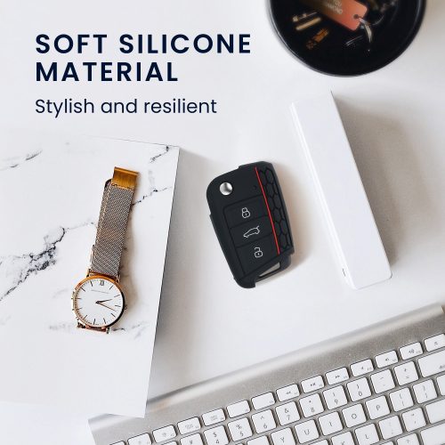 Husa Cheie Auto pentru VW - 3 Butoane, Silicon, Negru, 42888.09