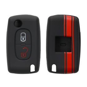   Husa Cheie Auto pentru Peugeot / Citroen - 2 Butoane, Silicon, Negru, 45652.01