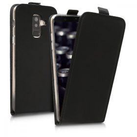   Husa pentru Samsung Galaxy A6 Plus, Piele ecologica, Negru, 45882.01