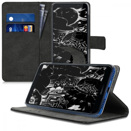 Husa pentru Huawei Y6 (2018), Piele ecologica, Negru, 45923.01