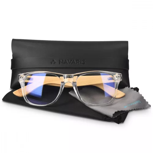 Ochelari fara prescriptie medicala Navaris pentru lumina albastra, Unisex, Bambus, 46156.03