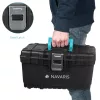 Cutie scule Navaris 16 inch, 40.6x23.8x22 cm, inchidere otel, tava detasabila, 19L, negru, otel