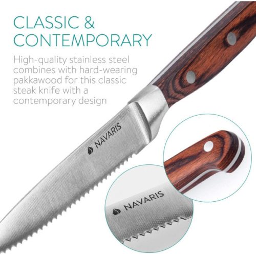 Set 6 cutite pentru friptura cu maner din lemn Navaris, 48114.01.06