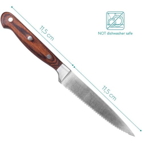 Set 6 cutite pentru friptura cu maner din lemn Navaris, 48114.01.06