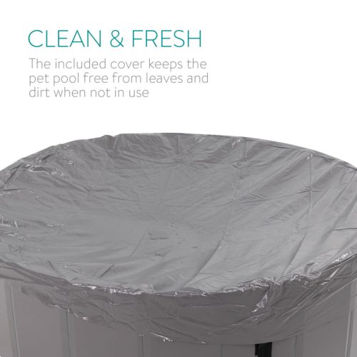 Piscina pentru caini Navaris L, 120 cm, albastru, cu husa, 48329.2.01