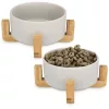 Set 2 Castroane + suport, Caini/ Pisici, Alb, 850 ml, 48350.22