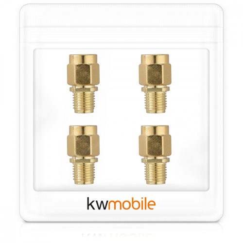 Set 4 Adaptori coaxiali SMA tata la SMA mama, Kwmobile, Auriu, Metal, 48523.01