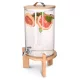Dozator bauturi Navaris, din sticla borosilicata, 7L, robinet inox si suport din bambus, pentru bauturi calde si reci,Transparent