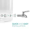 Dozator bauturi Navaris, din sticla borosilicata, 7L, robinet inox si suport din bambus, pentru bauturi calde si reci,Transparent