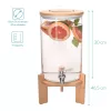Dozator bauturi Navaris, din sticla borosilicata, 7L, robinet inox si suport din bambus, pentru bauturi calde si reci,Transparent