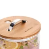 Dozator bauturi Navaris, din sticla borosilicata, 7L, robinet inox si suport din bambus, pentru bauturi calde si reci,Transparent